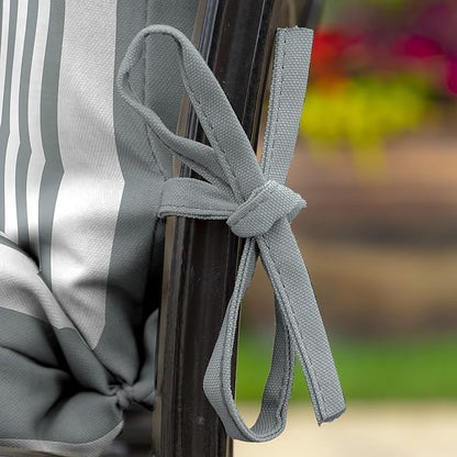 Arden 4-Pack Outdoor Patio Dining Chair Cushion, 20x44, Rain-Proof Seat Pad, Fade-Resistant Outdoor Cushion Stone Grey Cabana Stripe