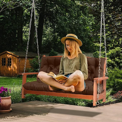Replacement Cushions for Outdoor Swing, Outdoor Cushions for Patio Furniture with Backrest, Waterproof Thicken 4" Porch Swing Cushions, for Outdoor Patio Garden Furniture(Brown 40 * 47 in)