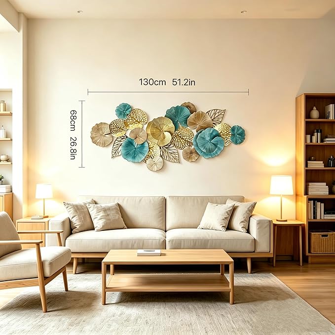 Roivikis Large Metal Wall Art Decor, Modern 3D Abstract Lotus Leaves Wall Decor, Decoration for Indoor Outdoor for Living Room, Bedroom, Entryway