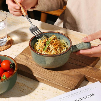MONITO 16Oz French Onion Soup Bowls, Ceramic Soup Bowls with Handles, Stackable Soup Crocks Oven Safe for Chili, Beef Stew, Cereal,Casseroles Microwave & Dishwasher Safe, Set of 4