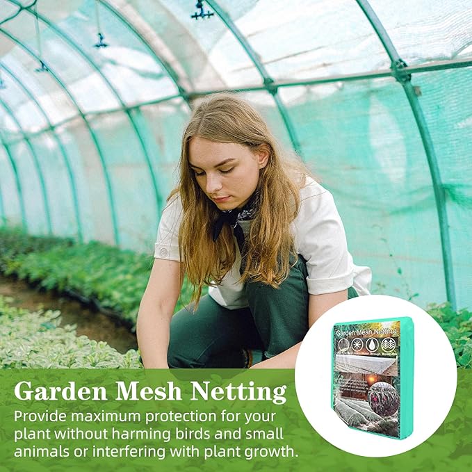 10 x 100FT Garden Mesh Netting, Ultra Fine Mesh Protection Netting Plant Covers Greenhouse Row Cover Raised Bed Screen Barrier Net for Vegetable Fruits Flowers Trees Crops, Green