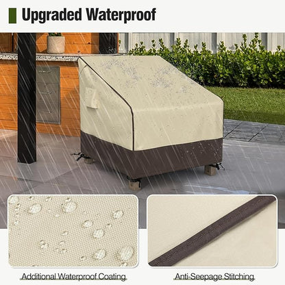 MR. COVER Patio Chair Covers Waterproof, Outdoor Furniture Covers for Rocking & Adirondack Chairs, Fits up to 32"W x 37"D x 36"H, Moisture-proof & UV-protection, Brown & Khaki, 2 Pack