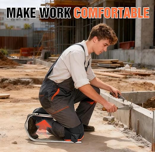 Knee Pads for Work With Seat- Upgraded Knee Pads with Detachable Seat - Adjustable Ergonomic Kneeler & Seat for Gardening, Construction, Flooring, Cleaning - Knee and Ankle Support for Men and Women