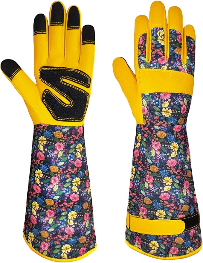 Long Gardening Gloves for Women Rose Pruning Garden Gloves Ladies Protective Work Gloves for Yard & Outdoor Work