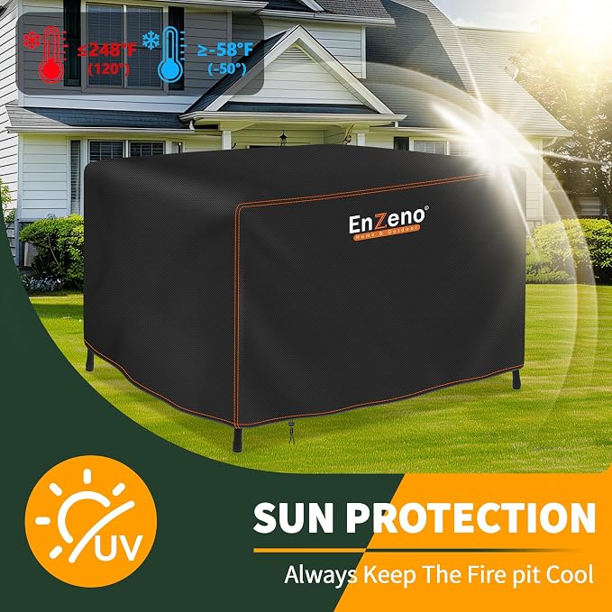 Enzeno Fire Pit Cover Square,Outdoor Firepit Cover Waterproof,Oxford Cloth Patio Fire Table Cover for Outdoor Fire Pit,Fits 32-33 inch Gas Firepit covers(33"L x 33"W x 25"H)