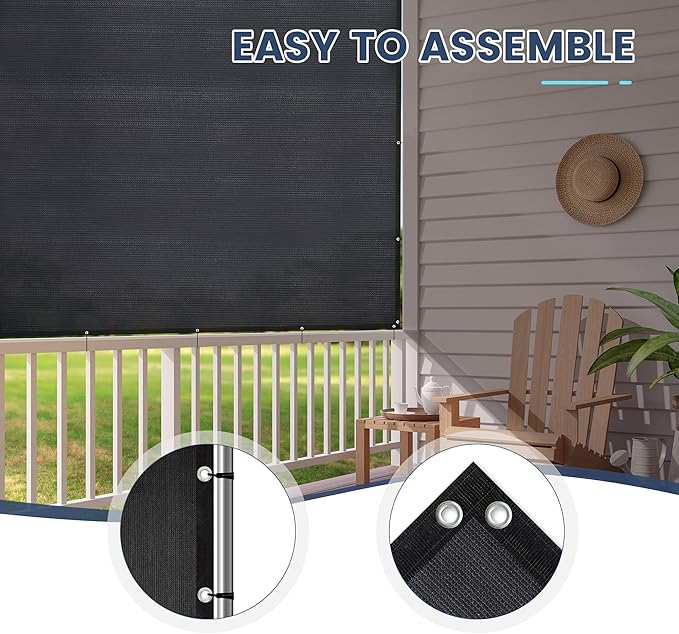 90% Sun Shade Cloth with Grommets, Customizing Outdoor Pergola Shade Cover Canopy, Heavy-Duty Mesh Tarp Patio Sun Screen for Lawn Garden Backyard, 23X23 FT, Black