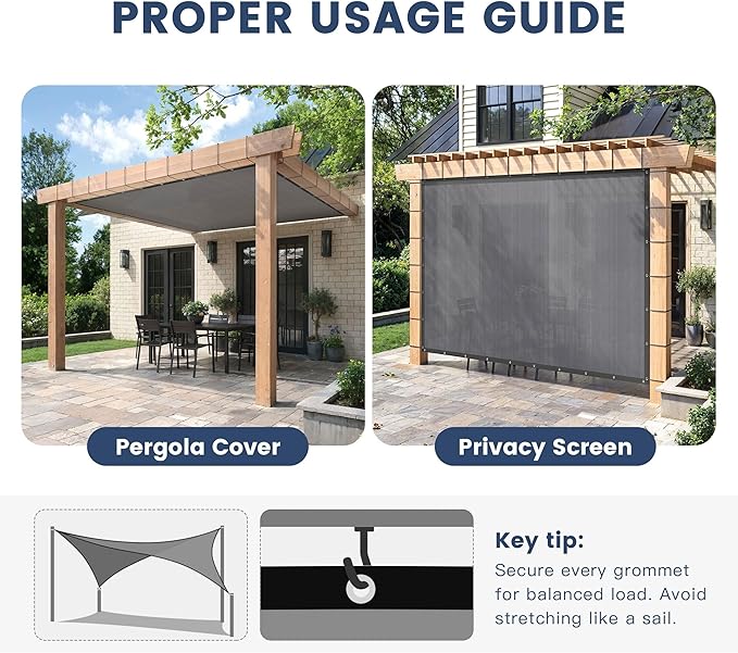 90% Sun Shade Cloth with Grommets, Customizing Outdoor Pergola Shade Cover Canopy, Heavy-Duty Mesh Tarp Patio Sun Screen for Lawn Garden Backyard, 14X17 FT, Grey