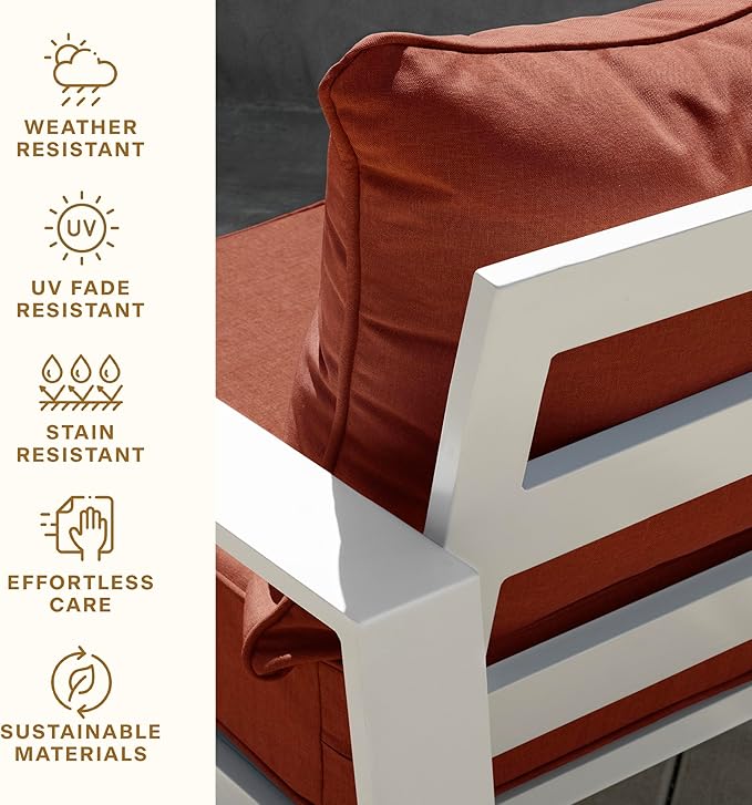 Honeycomb Outdoor Heritage Deep Seat, 24 x 23, Textured Solid Terracotta Chair Cushion for Patio Furniture