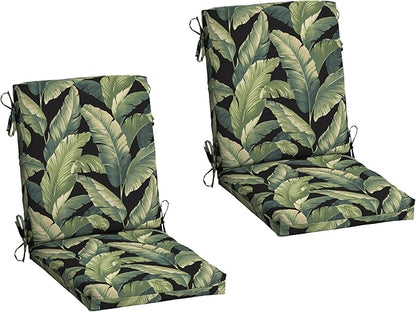 Arden 2-Pack Outdoor Patio Dining Chair Cushion, 20x44, Rain-Proof Seat Pad, Fade-Resistant Outdoor Cushion Onyx Cebu