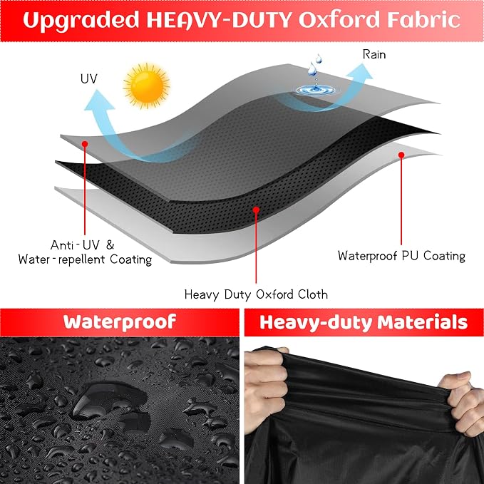 Grill Cover, 65 inch Heavy Duty BBQ Gas Grill Cover for Outdoor Grill, Waterproof, Weather Resistant, Anti-UV, Rip-Proof, Fade Resistant Barbecue Cover with Hook-and-Loop Straps for Most Grills