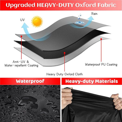 Grill Cover, 52 inch Heavy Duty BBQ Gas Grill Cover for Outdoor Grill, Waterproof, Weather Resistant, Anti-UV, Rip-Proof, Fade Resistant Barbecue Cover with Hook-and-Loop Straps for Most Grills