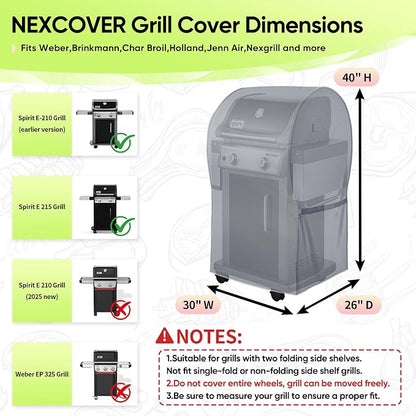 NEXCOVER Heavy Duty BBQ Grill Cover - 30 Inch, Waterproof, Fade Resistant, Rip Resistant for Weber, Brinkmann, Char Broil, Holland, Jenn Air