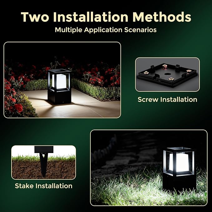 Gardencoin Landscape Bollard Light Outdoor, 12V Low Voltage LED Pathway Lighting, Modern Driveway Lanterns Wired, Aluminum Waterproof Floor Pillar Lighting, Included Bright 5000K Bulb Dimmable, 4 Pack