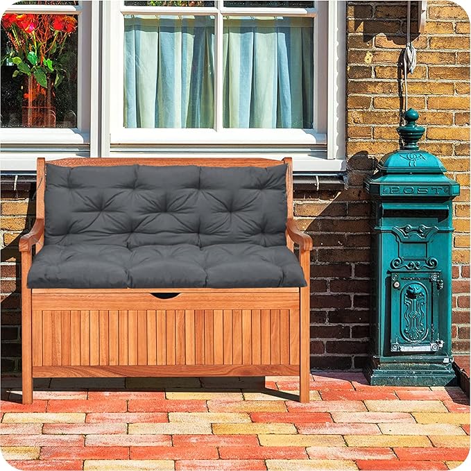 Swing Replacement Cushions with Backrest, 2 or 3 Seater Waterproof Non-Slip Overstuffed Swing Pad, Indoor/Outdoor Bench Cushion for Porch Chair Swing Garden Furniture (Dark Grey, 40 * 71 in)