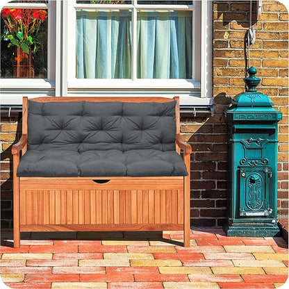 Swing Replacement Cushions with Backrest, 2 or 3 Seater Waterproof Non-Slip Overstuffed Swing Pad, Indoor/Outdoor Bench Cushion for Porch Chair Swing Garden Furniture (Dark Grey, 40 * 71 in)