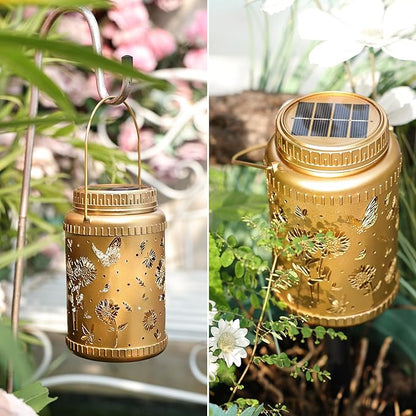 Cooo 4 Pack Solar Lanterns Outdoor Waterproof Sunflower Solar Pathway Lights Landscape Path Lights Christmas Lights Gifts for Women Mom Grandma for Garden Yard Patio Backyard Porch Decorations-Gold