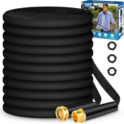 Garden Hose 50 ft, Non-Expanding Water Hose, Flexible Ultra-Light, Anti-Kink, Wear-Resistant, Easy Storage, Hose with 3/4 for Outdoor, Garden, Yard and Lawn