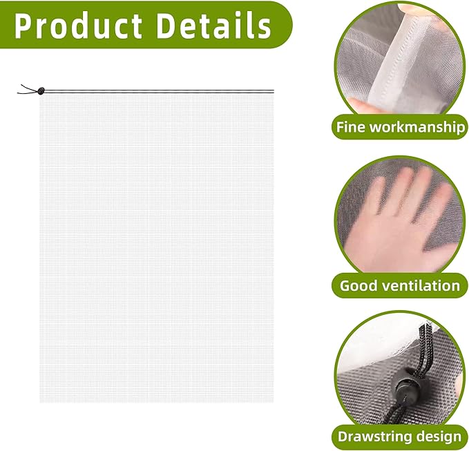 PURPLE STAR 1N 6.2 x 8.2 Feet Insect Bird Barrier Netting Mesh with Drawstring, Garden Bug Netting Plant Cover for Protect Plant Fruit Flower from Insect Bird