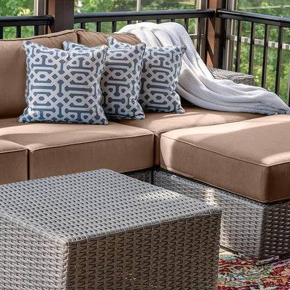 9 Piece Outdoor Patio Waterproof Cushion Covers, Fits 4-Seat Wicker Rattan Sectional Couch Chair Furniture Cover Replacement Set - Fade-Resistant Patio Cushion Covers with Zipper