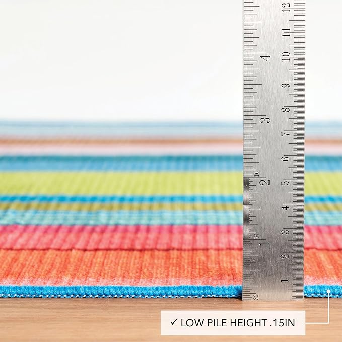 Dash & Albert Mellie Stripe Machine Washable Rug, 2.5 X 8 Feet, Multi Stripe Pattern