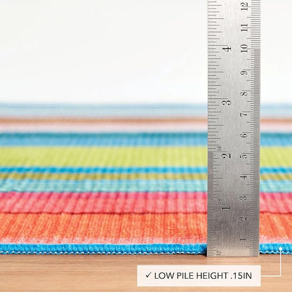 Dash & Albert Mellie Stripe Machine Washable Rug, 2.5 X 8 Feet, Multi Stripe Pattern
