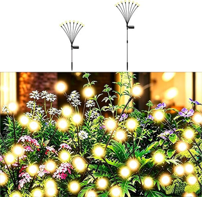 Solar Firefly Lights Warm White, 8 Modes 800mAh Swaying Firefly Yard Lights Solar Powered Outdoor Waterproof for Outside Yard Patio Lawn Pathway Walkway Stake Christmas Garden Decor (2 Pack)