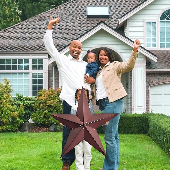 JoyEvy 36" Large Barn Star-Red Black Barn Stars Outdoor Decoration-Metal Star for Outside Texas Stars Art Rustic Vintage Western Country Home Farmhouse Primitive House Decor- Primitive Wall Décor