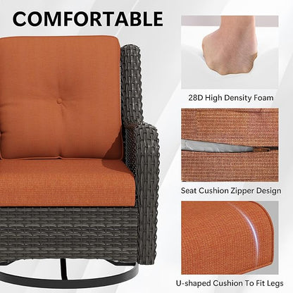 Outdoor Chair Cushions Set for Patio Furniture, 22x25/22x24 Inch, Waterproof & Fade Resistant Patio Chair Cushions, Thick Patio Furniture Cushion for Chair, Sofa, and Couch (Orange, 1 Set)