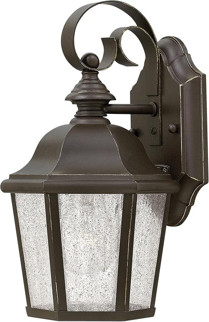 Hinkley Edgewater Small Wall Mount Outdoor Lantern - Aluminum, Clear Seedy Glass, Traditional - Oil Rubbed Bronze Finish