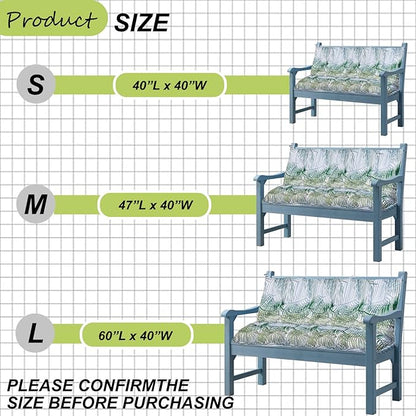 Swing Replacement Cushions with Backrest, 2 or 3 Seater Waterproof Non-Slip Overstuffed Swing Pad, Indoor/Outdoor Bench Cushion for Porch Chair Swings Garden Furniture(Flower color2 40 * 40 in)