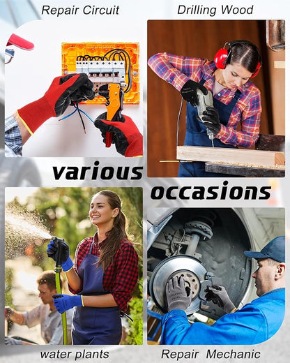 Maxcheck 54 Pairs PU Coated Gloves Bulk, Reusable Rubber Safety Gloves for Men Women Work Warehouse, Mechanic, Woodworking
