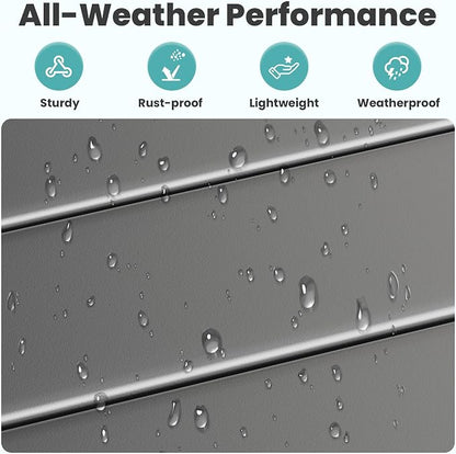 Outdoor Large Square Side Table, Heavy-Duty Metal Patio End Table, Weather Resistant Poolside Table with Easy Assembly for Balcony, Deck, Backyard (Dark)