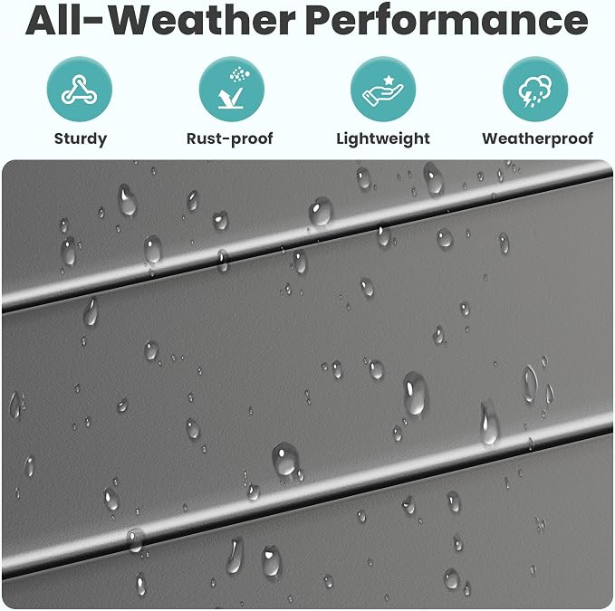 Outdoor Large Square Side Table, Heavy-Duty Metal Patio End Table, Weather Resistant Poolside Table with Easy Assembly for Balcony, Deck, Backyard, Black