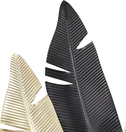 Deco 79 Metal Leaf Wall Decor, 24" x 1" x 53", Gold