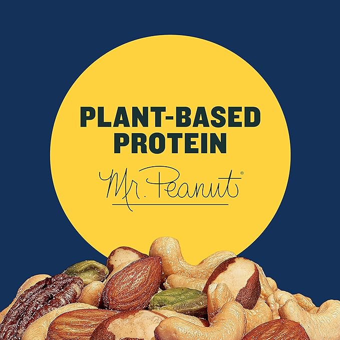 PLANTERS Deluxe Mixed Nuts - Roasted Cashews, Almonds, Brazil Nuts, Pistachios, and Pecans, Plant-Based Protein, Quick Snack, 15.25oz Canister (Pack of 2)