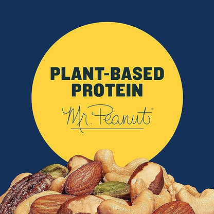 PLANTERS Deluxe Mixed Nuts - Roasted Cashews, Almonds, Brazil Nuts, Pistachios, and Pecans, Plant-Based Protein, Quick Snack, 15.25oz Canister (Pack of 2)