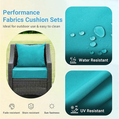 Outdoor Cushions for Patio Furniture,Outdoor Seat Cushion Set 24 x 24 x 4 Inch,Waterproof & Fade Resistant Outdoor Chair Cushions, Patio Chair Cushion, Tea
