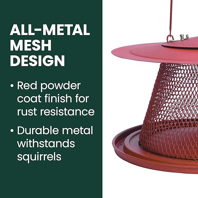 Perky-Pet Durable Wild Bird Feeder - 2.5 lb Seed Capacity - Feed up to 15 Birds at Once - Red, C00322 - Hanging Wild Bird Feeder for Outdoor Decor