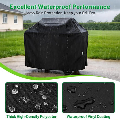 Grill Cover 60 Inch, Arborlily BBQ Grill Cover for Outdoor Grill, Heavy Duty Waterproof Gas Barbecue Grill Cover for Weber, Char-Broil, Nexgrill, Black