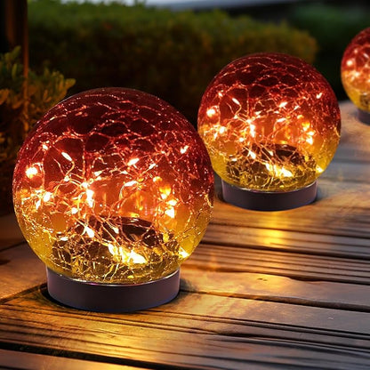 JKIMK Solar Globe Lights Outdoor Waterproof-Solar Balls for Garden-Cracked Glass Ball Lights Outdoor-Solar Orbs for Outside-Decorations for Patio and Yard Lawn Backyard Decor