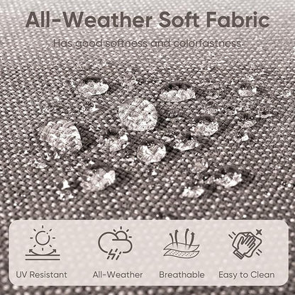 9-Piece Outdoor Patio Cushion Set - Fade & Water Resistant with Removable Olefin Cover, 22x24x4 Inch Memory Foam Cushions for Wicker Sectional Sofa – Grey/Buckle