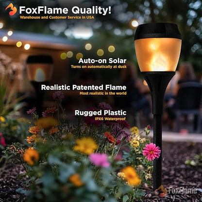 Solar Path Lights Outdoor Waterproof - Realistic Flickering LED Flame, IP65 Pathway Lights Solar Powered Warm Light for Garden and Walkways, Ground Stake Included for Easy Setup (1 Pack)