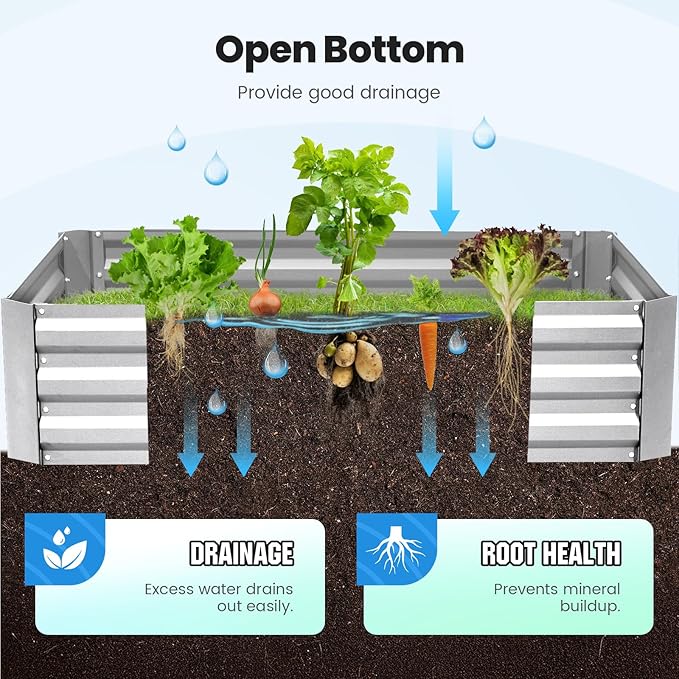Quictent Raised Garden Bed Galvanized Raised Beds for Gardening Vegetables with Cover 4x3x2 ft Tall Metal Planter Box Outdoor Use (Clear)