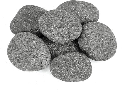 Skyflame 3-5 Inch Round Lava Rock Pebbles, 10 Pounds Black Natural Tumbled Stones for Indoor Outdoor Gas Fire Pit|Fireplaces|Garden Landscaping Decoration| Cultivation of Potted Plants