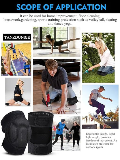 Knee Pads Men/Women for Gardening 20mm EVA Foam,Adult knee pads for Cleaning Construction Work Volleyball, Football Dance, Adjustable Straps Non-Slip Straps (Black)