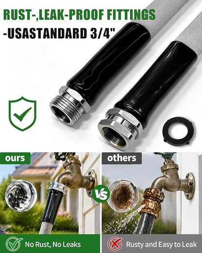 Garden Hose 100ft, Ultra-Light & Flexible Water Hose, Durable, All-Weather, Made of TPU-Drinking Water Safe, Easy to Store & Coil, Kink-Free, Camping, Car Wash, Yard, Garden and Home, Gray