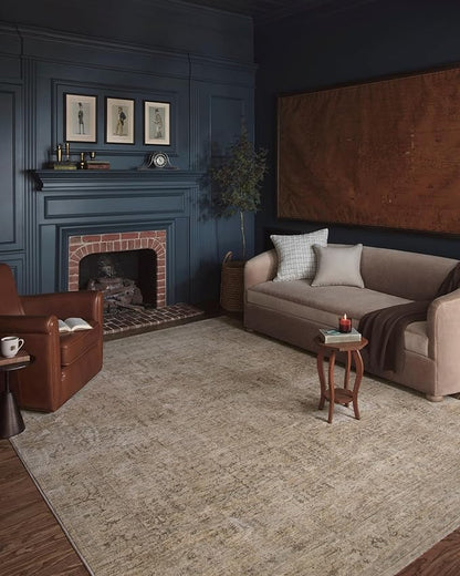 Loloi Magnolia Home by Joanna Gaines Junie Collection JUE-02 Oatmeal/Smoke 9'-6" x 9'-6", .38" Pile Height, Round Area Rug