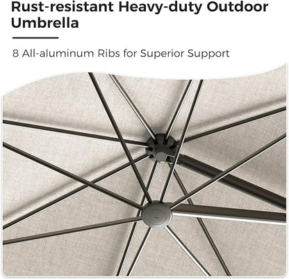 Grand patio 10x10 FT Large Patio Umbrella with Base, Double-Sided Outdoor Cantilever Aluminum Umbrella, Offset Umbrella with Cover for Commercial Use, Poolside, Deck, Backyard, Black