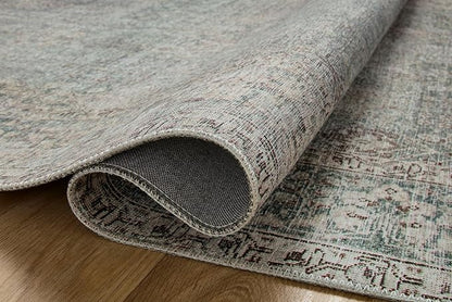 Loloi Chris Loves Julia Jules Collection JUL-08 Emerald/Antique Ivory 3'-6'' x 5'-6'', .13" Pile Height, Accent Rug