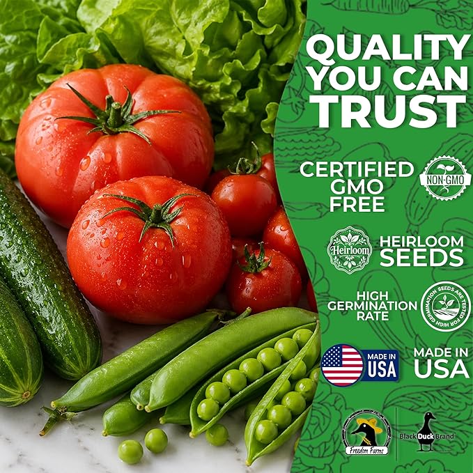 15 Pack Heirloom Vegetable Seeds Variety Pack for Home Garden Planting | Complete Vegetable Seed Starter Kit for Indoor Growing and Outdoor Planting